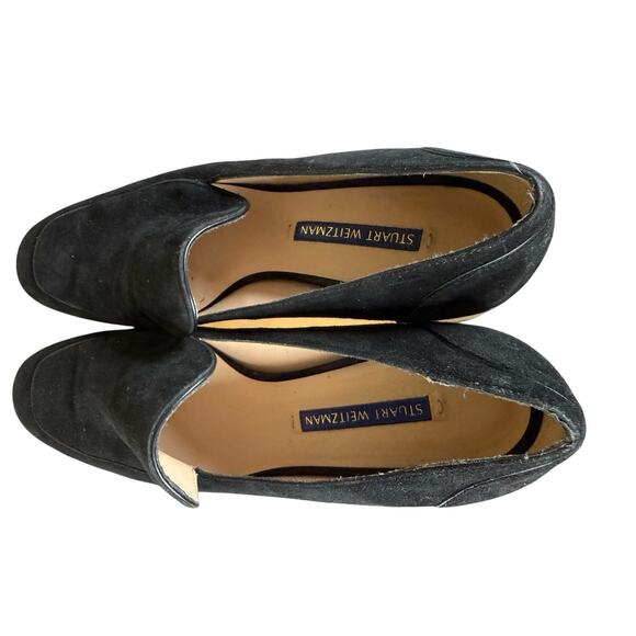 Stuart Weitzman Carmella Black Suede Block Heel Shoes Size 7 - Picture 8 of 9